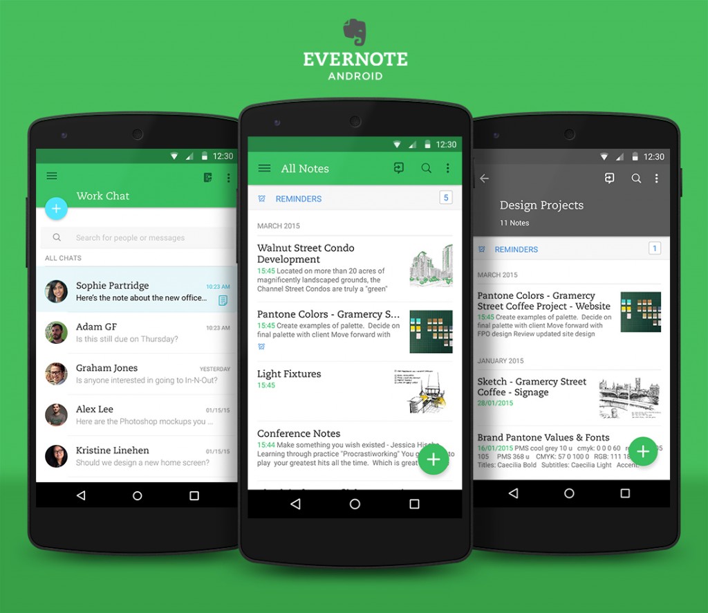 Evernote v Material Designu