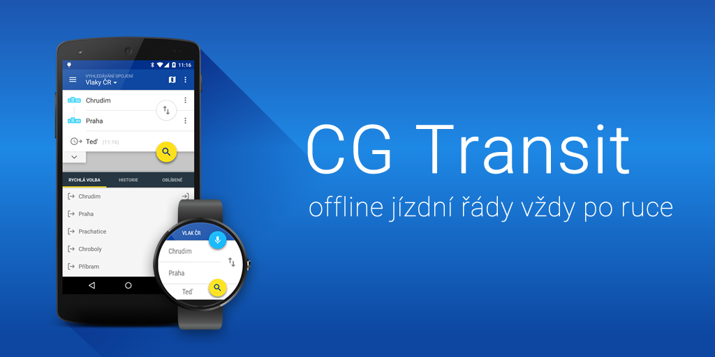 CG Transit jízdní řády v Material designu